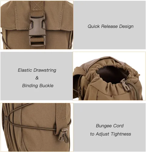 Vista 3 de Bolsa táctica Molle EDC Utilidad con cordón para revistas, bolsa universal compatible con Molle y cinturón
