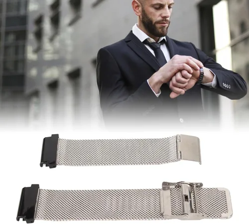 Vista 5 de Correa de reloj de 0.866 in de malla de acero inoxidable ajustable compatible con Amazfit Falcon T REX 2 Ultra