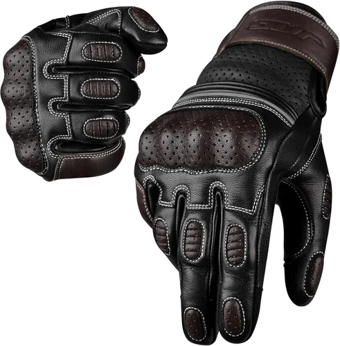 Vista 13 de J.A.G. Guantes de motocicleta – Guantes de motocicleta perforados de cuero premium para hombres con protección de nudillos Guantes de motocicleta