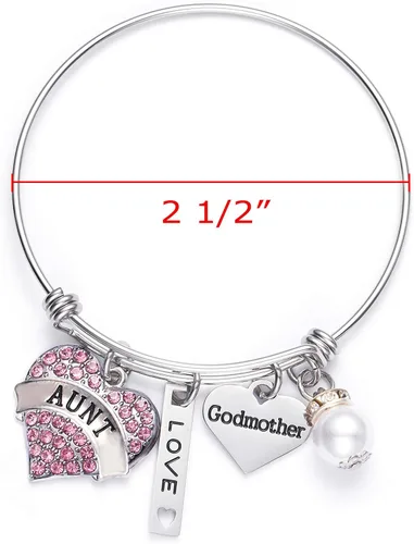Vista 2 de LParkin Pulsera de regalo para madrina, regalos de propuesta de madrina, bautizo, pulsera significativa para mujer, Metal
