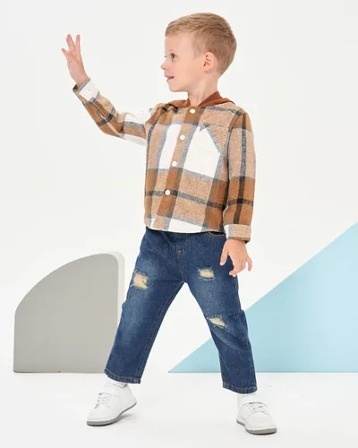 Vista 3 de Renotemy Toddler Baby Boy Clothes Denim Outfits Infant Hooded Sweatshirt Jeans Clothing For Little Boys