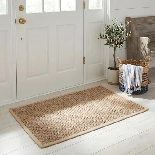 Vista 43 de SAFAVIEH Natural Fiber Collection NF114A - Alfombra de pasillo de hierba marina con patrón de tejido de cesta y borde, de 2 pies 6 pulgadas x 16