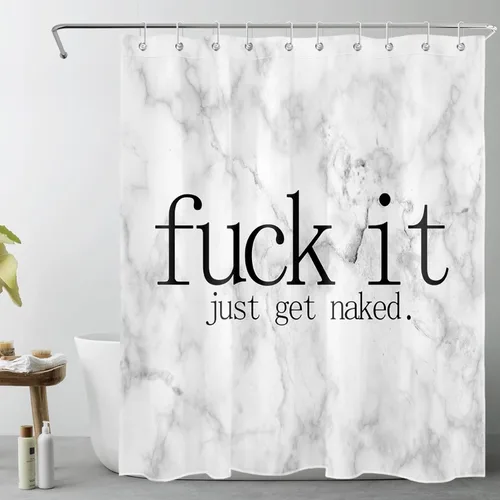 Vista 29 de LB Fuck It Get Naked - Cortina de ducha pequeña de 48 x 68 pulgadas, forro de cortina de ducha en blanco y negro, cortina de ducha estrecha
