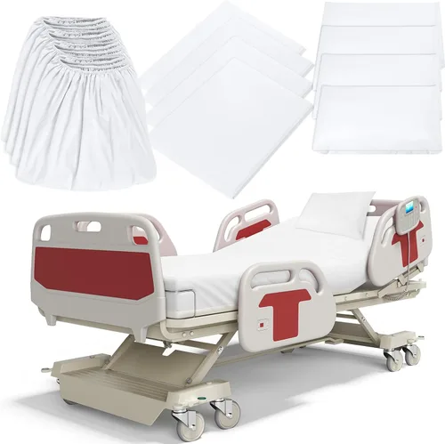 Vista 11 de Moukeren Juego de sábanas de hospital, 6 piezas, sábana bajera ajustable de bolsillo profundo de 36 pulgadas con elástico en todo el contorno, Beige
