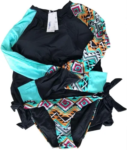 Vista 6 de Conjunto de tankini azteca de manga larga para mujer