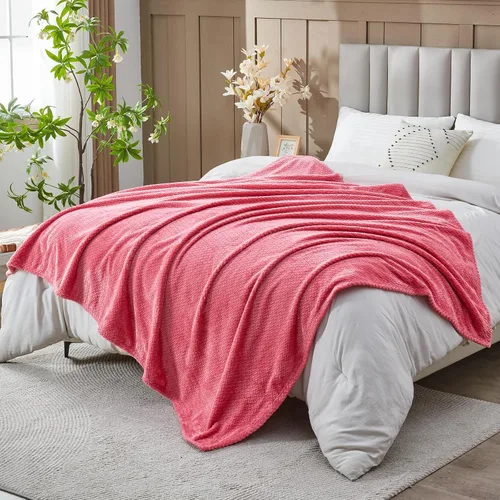 Vista 60 de NEWCOSPLAY Manta de Tiro Súper Suave Aqua Franela Sedosa Premium Fleece con Patrón de Hojas Ligera Manta de Cama para Uso en Todas las Estaciones