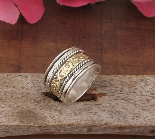 Vista 24 de Boho Spinner Ring, Mothers Day Gift, Silver 925 Women Ring, Sterling Silver 925 Ring, Fidget Spinner Ring,Women Silver Anxiety Ring