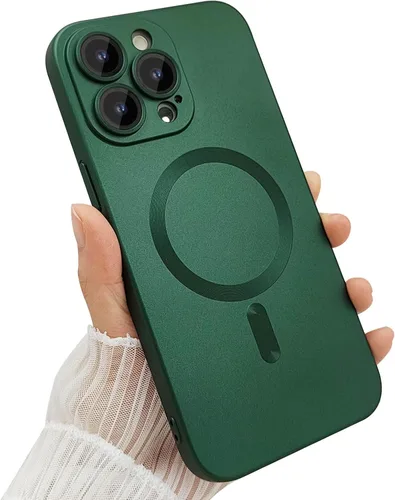 Vista 16 de ankofave Funda magnética para iPhone 13 Pro Max para mujer, diseño mate de lujo suave con brillo metálico con protector de lente de cámara