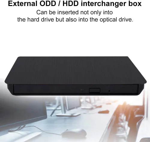 Vista 3 de Yoidesu Caja de unidad de CD externa, Caja de interruptor ODD/HDD externa, Caja de unidad externa USB 3.0, carcasa de unidad de escritor portátil