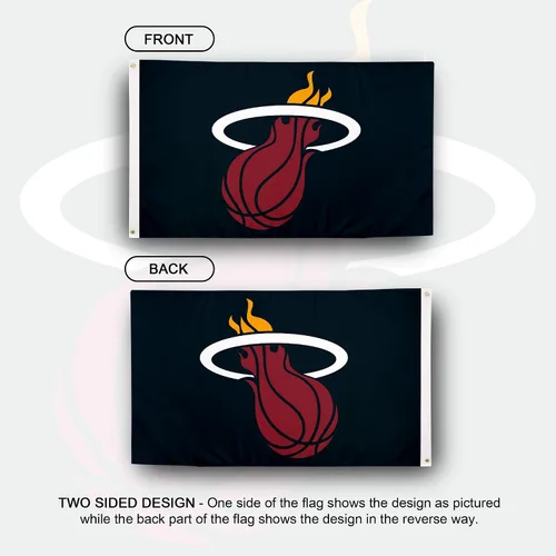 Vista 2 de Desert Cactus Bandera de calor de Miami NBA 100% poliéster para interiores y exteriores, 3 x 5 pies, banderas del equipo de la Asociación Nacional