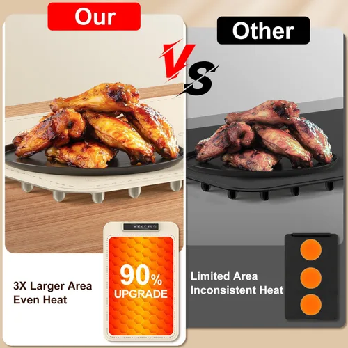 Vista 2 de Tapete de calentamiento para alimentos – Bandeja de calentamiento eléctrica con 4 ajustes de temperatura y temporizador, alfombrilla portátil