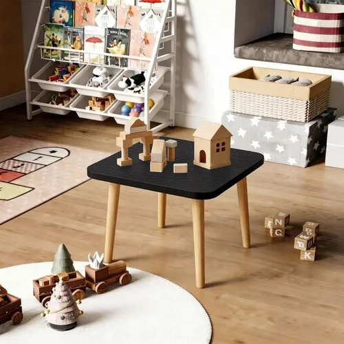 Vista 2 de Mesa auxiliar cuadrada pequeña para sala de estar, negro, 20 pulgadas