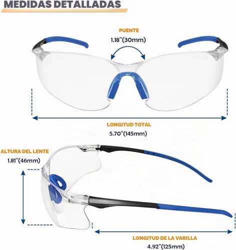 Vista 7 de Gafas de seguridad transparentes, paquete de 3, gafas protectoras con protección UV ANSI Z87.1, gafas de seguridad resistentes a arañazos e Lente