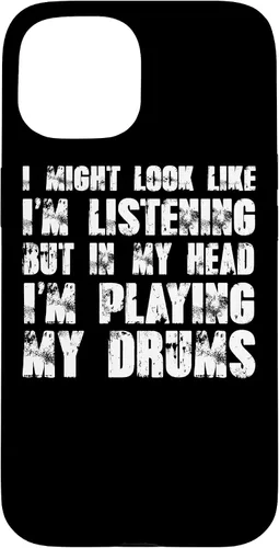 Vista 6 de iPhone 12/12 Pro Might Look Like I'm Listening Playing Drums - Estuche divertido para batería