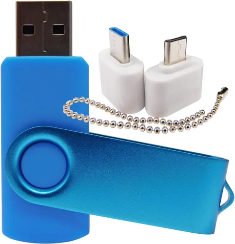 Vista 14 de Mini unidad flash USB de capacidad con 1 OTG (Micro USB) y 1 adaptador tipo C (USB-C) para teléfono móvil (naranja, 128 MB)