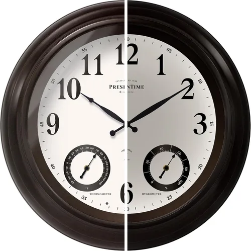 Vista 9 de Presentime & Co Jameson Reloj iluminado para interior/exterior de 24 pulgadas, casa de campo moderna, autoiluminado, impermeable, estación