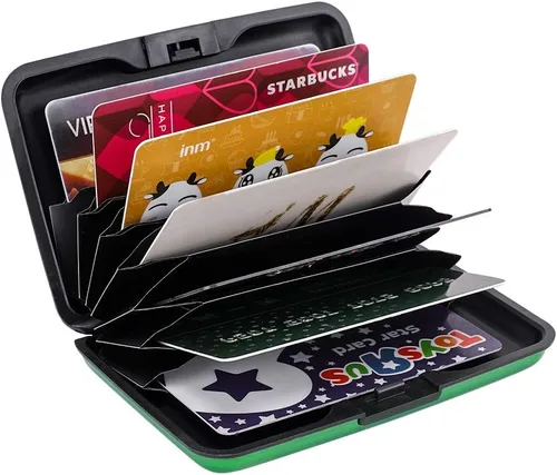 Vista 5 de Elfish.- Funda protectora de aluminio contra RFID, para tarjetas de crédito, carcasa rígida para tarjetas de presentación, cartera de metal