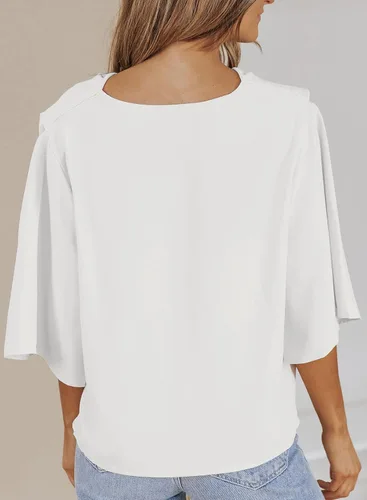Vista 6 de Dokotoo - Blusas y tops de gasa de manga corta para mujer