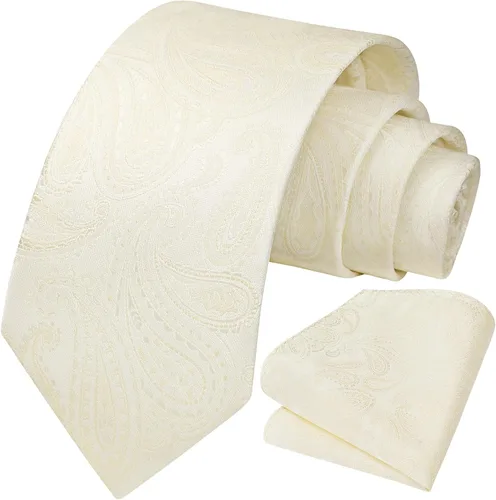 Vista 143 de HISDERN Corbatas para hombre, corbata de cachemira y bolsillo cuadrado tejido clásico floral para hombre, corbata de fiesta de boda