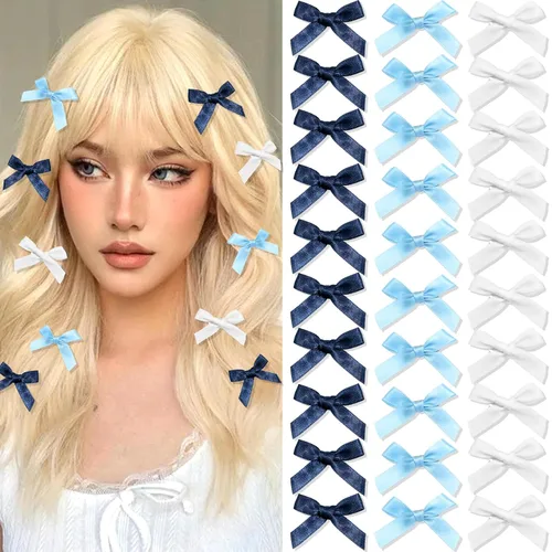 Vista 16 de 20 piezas de lazos negros para el cabello con cinta, clips tipo cocodrilo para el cabello, pasadores para el cabello para adolescentes, pinzas