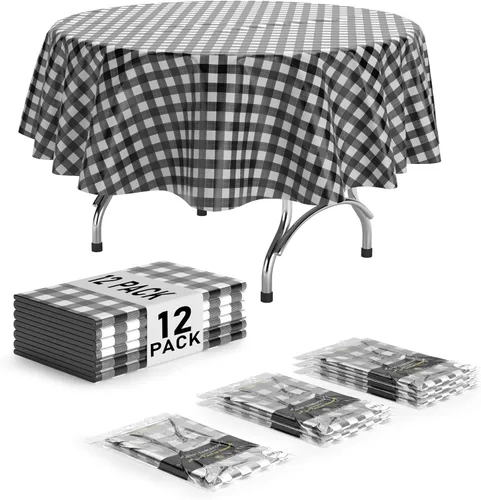 Vista 27 de Exquisite Cubierta de Mesa para Picnic - Paquete de 6 Manteles Premium Rectangulares de Plástico - Cubierta de Mesa para BBQ a Cuadros Negro