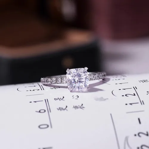 Vista 2 de SEIARA Anillos de compromiso de moissanita para mujer, anillos de promesa para ella, anillos con comodidad clásica y anillo de compromiso