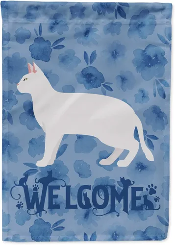Vista 238 de Caroline's Treasures CK4813CHF - Bandera de bienvenida con gato abisinio azul, manga grande, para porche, para colgar en la pared, poliéster