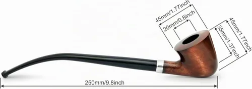 Vista 9 de Pipa de tabaco modelo KAF218 Churchwarden Style madera hecha a mano con forma de Dublín de madera de pera con tallo acrílico, caja de regalo