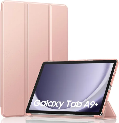 Vista 14 de MoKo para Galaxy Tab A9 Plus/A9+ Funda de 11 pulgadas 2023, funda de PC delgada con soporte y parte trasera translúcida para Galaxy Tab A9 Plus