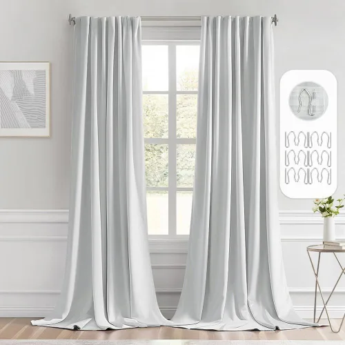 Vista 12 de MIULEE Cortinas opacas con pestaña trasera de 63 pulgadas de largo, juego de 2 paneles para sala de estar, dormitorio, privacidad, bolsillo
