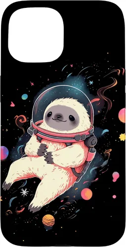 Vista 6 de Sloth Floating in Space Planets Stars Sloth Lover Case for iPhone 16
