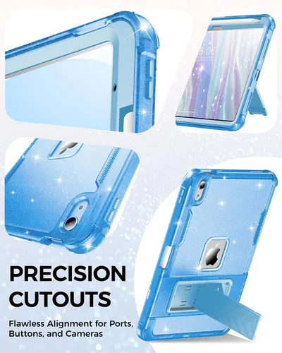 Vista 8 de INFILAND Funda para iPad A16 de 11 pulgadas 11ª generación, Funda para iPad 10ª generación de 10.9 pulgadas con purpurina semitransparente, a prueba
