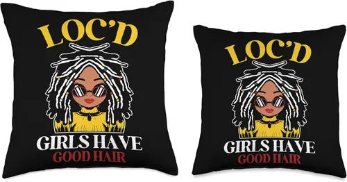 Vista 3 de Locs Afro Dreadlocks Love Beauty Hair Loc'd Good Hair Black American African Girl Throw Pillow, 16x16, Multicolor