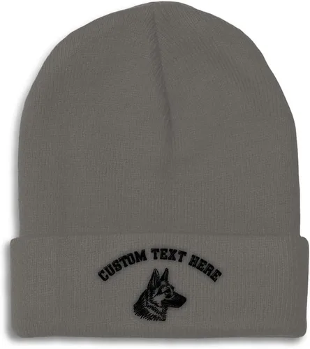 Vista 19 de Gorros personalizados para hombre, sombreros de invierno bordados de cabeza de pastor alemán negro para mujer, gorra de cráneo de acrílico, 1