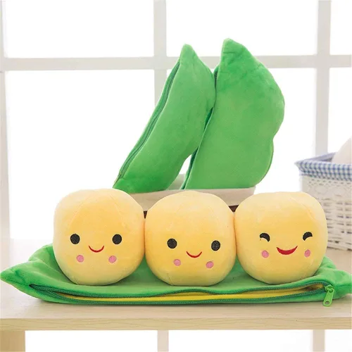 Vista 8 de AOQI Muñeco de peluche gigante de guisantes en vaina, almohada de vaina de guisantes, lindos muñecos de guisantes de peluche, muñeca de planta