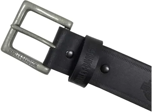 Vista 2 de Harley-Davidson Low Ride B&S Cinturón de piel auténtica para hombre, hebilla de níquel antiguo