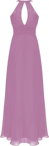 Vista 2 de CHICTRY Vestido largo de gasa para dama de honor con encaje floral para fiesta de noche