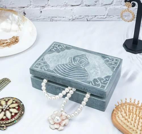 Vista 5 de Crocon Joyero hecho a mano, organizador decorativo de estilo real para joyas y maquillaje, elegante caja de baratijas, decoración de mesa, regalo