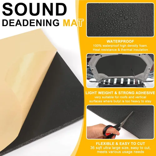 Vista 3 de VOISEN Material de Amortiguamiento de Sonido para Autos, Alfombrilla de Amortiguamiento de Sonido de 0.157 Pulgadas (4 mm) de 36 Pies Cuadrados