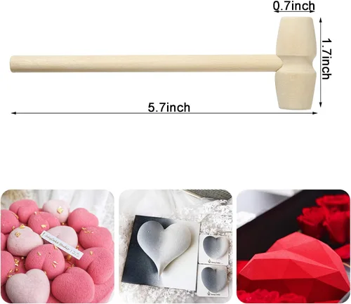 Vista 2 de 24 mini martillos de madera para chocolate rompible, mazos de juguete de madera natural para niños