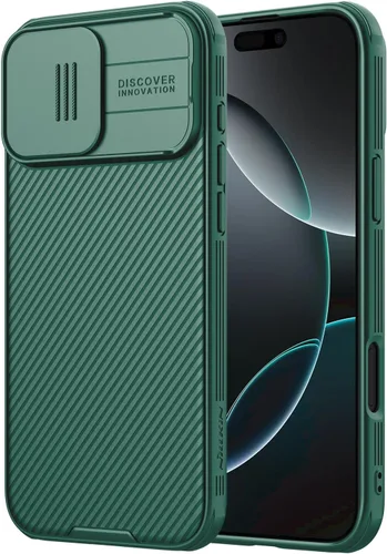 Vista 10 de Nillkin Funda para iPhone 16 con cubierta deslizante para cámara, [protección mejorada de lente de cámara] Funda protectora delgada a prueba