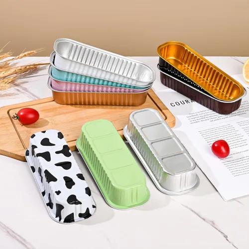 Vista 6 de Findful Mini Moldes para Hornear Pan con Tapas y Cucharas (Paquete de 50, 6.8oz) Moldes Rectangulares de Papel de Aluminio para Hornear Recipientes