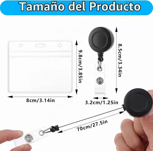 Vista 4 de TIESOME - Paquete de 2 portatarjetas de plástico suave con clip retráctil para carretes de insignia, transparente, tarjetas de identificación