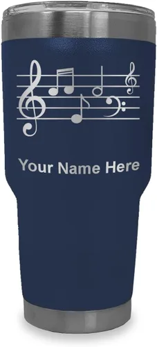 Vista 33 de LaserGram Vaso aislado al vacío de 20 onzas, personal de música, grabado personalizado incluido (negro)