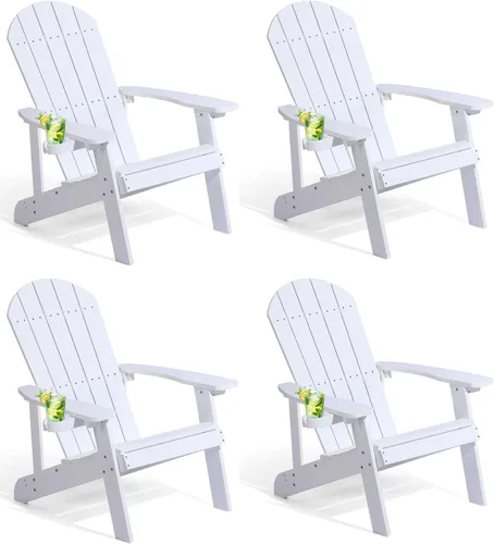 Vista 16 de Silla Adirondack, sillas de plástico resistentes a todo tipo de clima, con soporte para tazas, 5 pasos fáciles de instalar, sillas de exterior