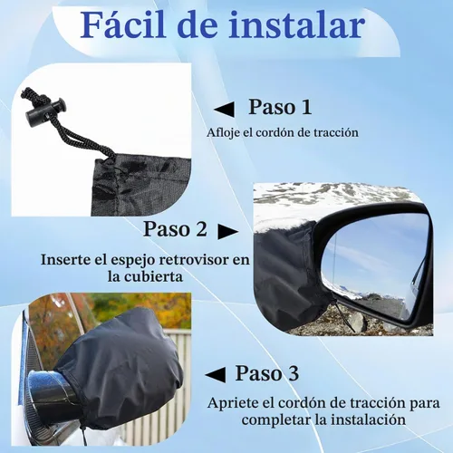Vista 7 de 2 fundas para espejos laterales con cordones, accesorios para retrovisor