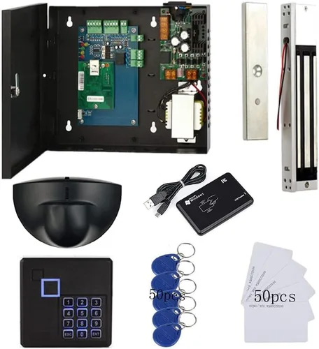 Vista 8 de Sistema de tablero de control de acceso de 1 puerta, cerradura electromagnética de 600 libras, botón de salida infrarrojo, botón de salida RFID