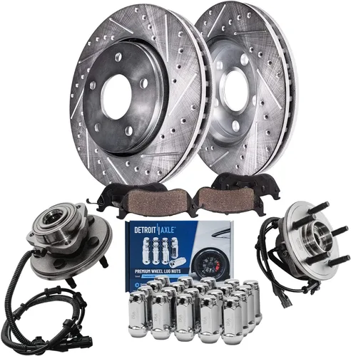 Vista 122 de Detroit Axle - Rotores de freno para Ford 2013-2019 Explorer Taurus Flex Lincoln MKT MKS, rotores de freno de disco ranurados perforados de repuesto