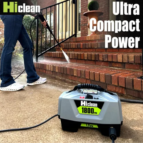 Vista 2 de Lavadora a presión eléctrica Hiclean 1800 PSI - Lavadora de potencia portátil para detalle de automóviles, patios, vallas y limpieza al aire libre