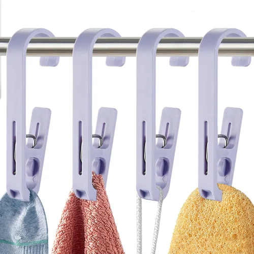 Vista 10 de Ganchos de Lavandería con Clips Colgador Organizador de Armario Pinzas Calcetines Botas Sujetadores Toallas para Baño Armario Cocina Oficina 4 Negro